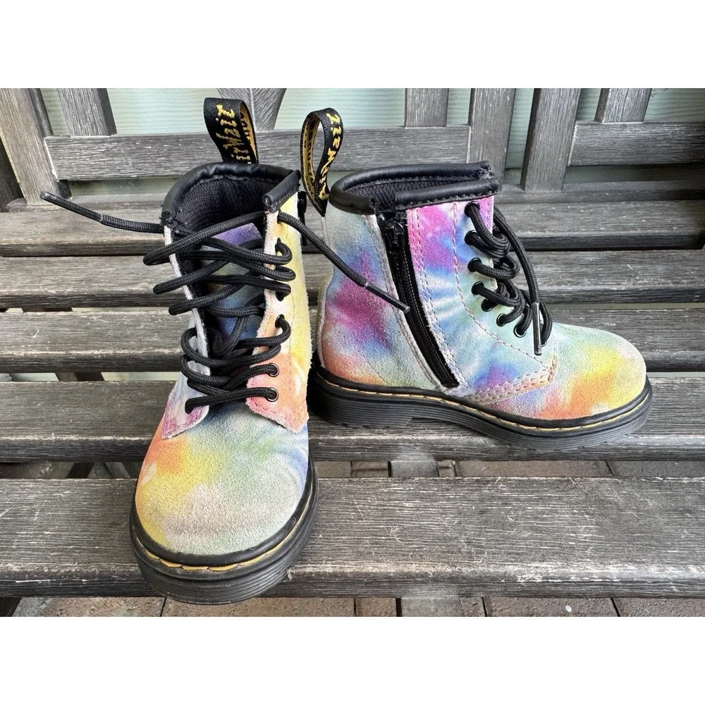 Dr Martens Air Wair 1460T Tie-Dye Multicolor Classic Combat Boots Toddler Size 7